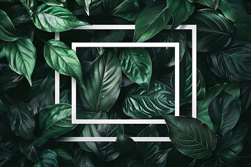 Nature’s Frame: White Rectangular Outline Amidst Lush Greenery, Symbolizing Growth and Environmental Beauty