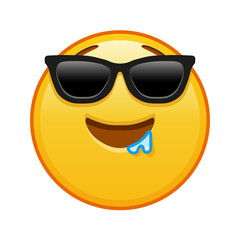 Drooling face with sunglasses Large size of yellow emoji smile