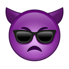 Angry face with horns and sunglasses Large size of yellow emoji smile