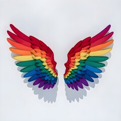 Obraz premium Rainbow pride wings isolated on White background.