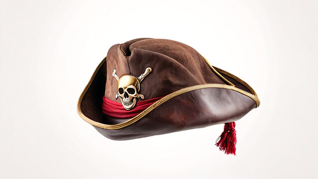 brown pirates hat isolated on white background