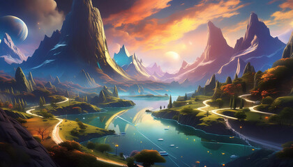 Fantastic surreal landscape