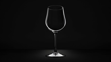 Clear wine glass silhouette on black background