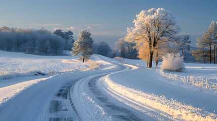 Obraz premium winter road in the forest