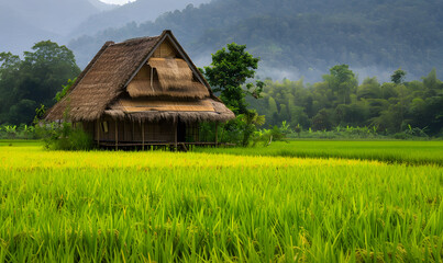 Obraz premium Growing rice and grains by farmers Cultivation and production