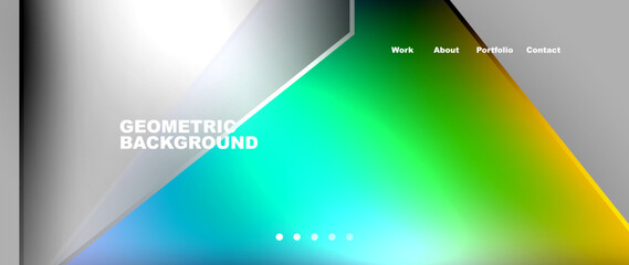 Metal triangles with colorful bright triangles. Geometric modern minimalist design template