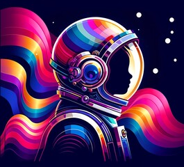 Fototapeta premium An abstract digital illustration of a little boy astronaut in a space suit
