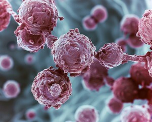 A high-resolution microscopic image revealing the intricate details of cancer cells