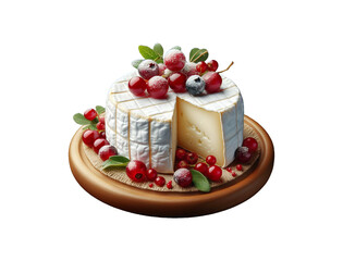 Delicious creamy brie and cranberry isolated PNG background