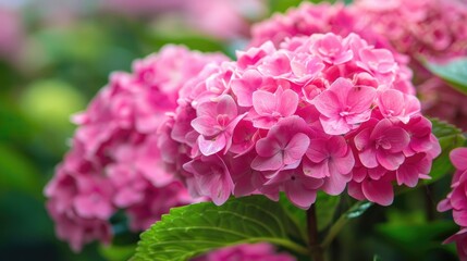 Fototapeta premium Hydrangea is a decorative plant with big eye catching blooms