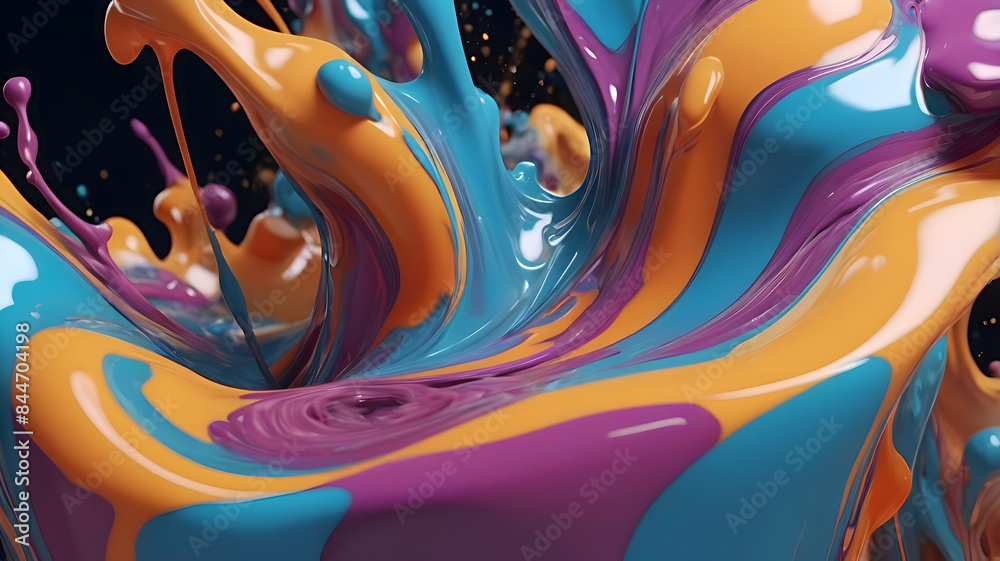 Wall mural Abstract Macro Composition. Color Paint mixed in slow motion. Fluids Art