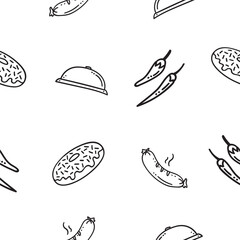 food and beverage seamless pattern in hand drawn style pattern background