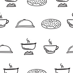 food and beverage seamless pattern in hand drawn style pattern background