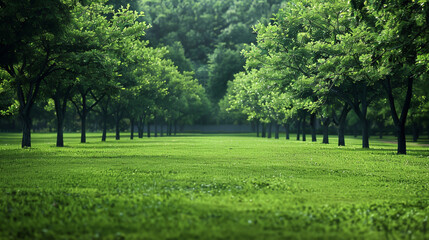 Vivid beauty of green trees and grass