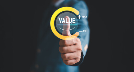 Growth value, increase value service, company value added, business growth concept. Business man...