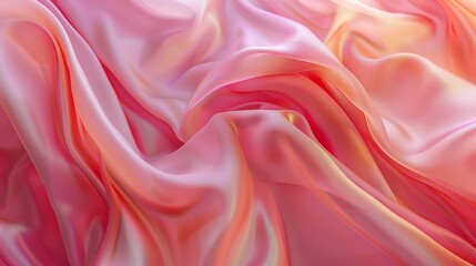 Fototapeta premium This image showcases a close-up view of elegant, soft, flowing pink satin fabric. Perfect for fashion, textiles, interior design, and luxury themes.