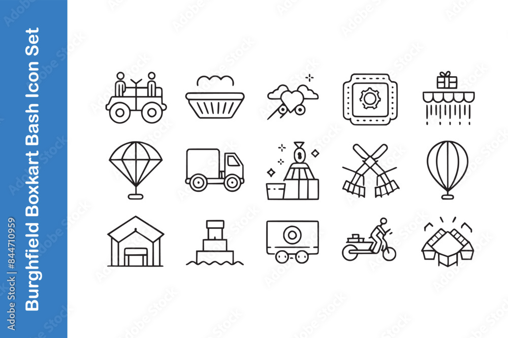 Fototapete burghfield boxkart bash day icon set with vector.