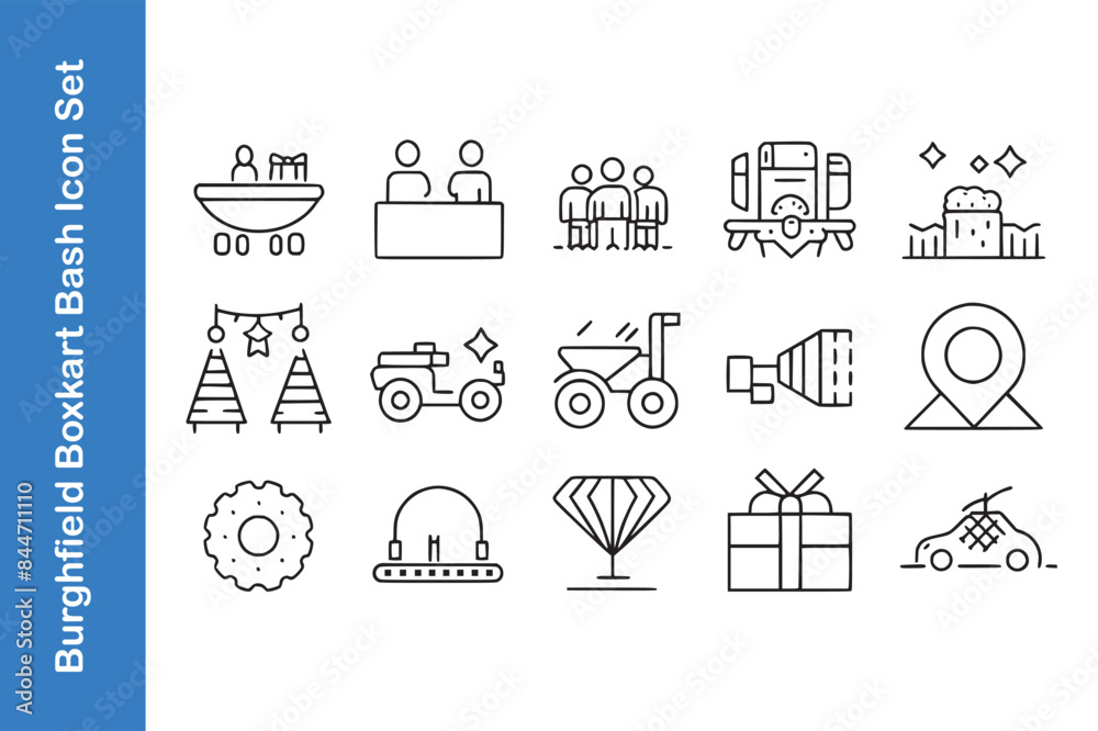 Fototapete burghfield boxkart bash day icon set with vector.
