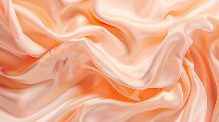 Obraz premium This image features a close-up of smooth, flowing peach-colored satin fabric with soft, elegant folds, perfect for backgrounds, design, and fashion projects.