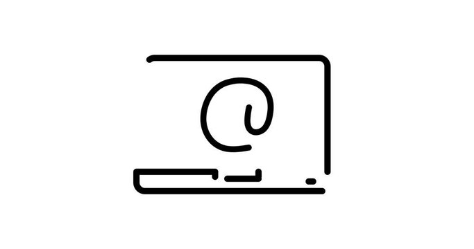Laptop with e-mail animated outline icon with alpha channel. Laptop with e-mail 4k motion design animation for web, mobile and ui design