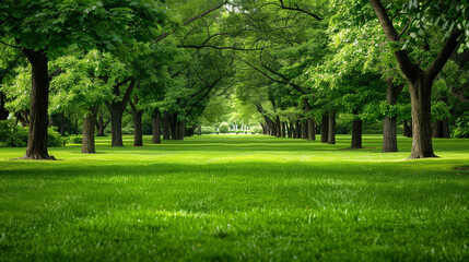 Vivid beauty of green trees and grass
