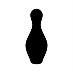 Single bowling pin silhouette isolated on white background. Bowling pin icon vector illustration design.