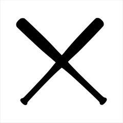 Two crossed baseball bat silhouette isolated on white background. Baseball bat icon vector illustration design.