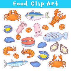 Food clip art seafood vector.