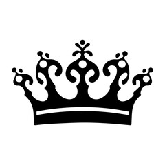 A black silhouette of a crown with intricate designs