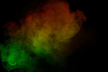 Red and green steam on a black background.