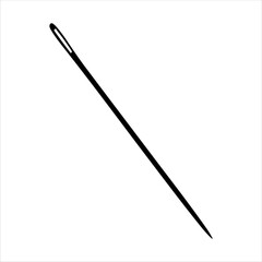 Fabric sewing needle silhouette isolated on white background. Sewing needle icon vector illustration design.