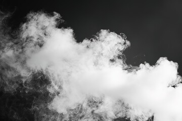 Swirling white smoke against a dark background creates a mysterious atmosphere.