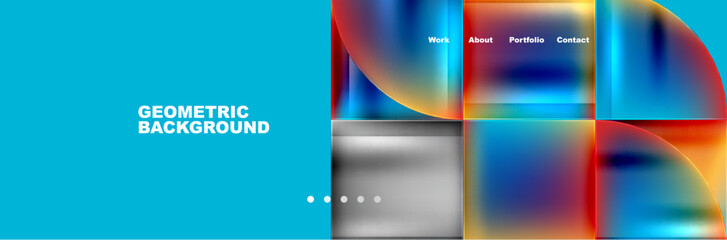 Round triangles and squares web site page template. Vector Illustration For Wallpaper, Banner, Background, Card, Book Illustration, landing page