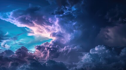 Obraz premium Dark clouds in the sky with lightning and thunder