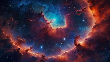 Beautiful nebulae and stars in the night sky. Supernova background wallpaper