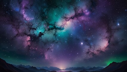 Fototapeta premium Beautiful nebulae and stars in the night sky. Supernova background wallpaper