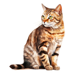 Fototapeta premium shorthair cat watercolor isolated on transparent background cutout