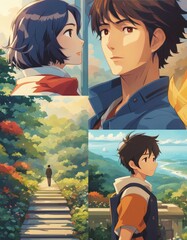 character illustrations of a married couple in anime and cartoon style.