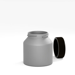 Grey bottle on white background Isolated. 3d render.