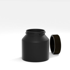 Black bottle on white background Isolated. 3d render.