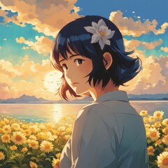 character illustrations of a married couple in anime and cartoon style.