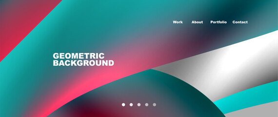 Web page design with geometric elements - circle and wave. Techno art concept. Vector Illustration For Wallpaper, Banner, Background, Card, Book Illustration, landing page