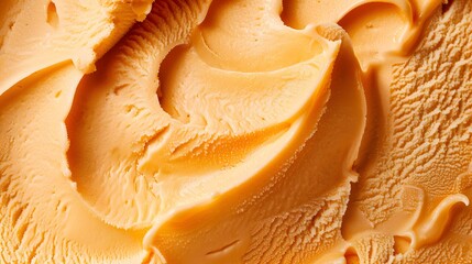 closeup view of orange ice cream surface. gelato ice cream background pattern