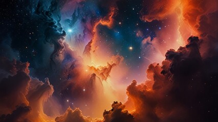 Obraz premium Beautiful nebulae and stars in the night sky. Supernova background wallpaper