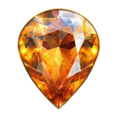 Fototapeta premium High-quality image of a stunning orange gemstone with intricate facets, resembling a teardrop shape, glowing with brilliance and elegance.