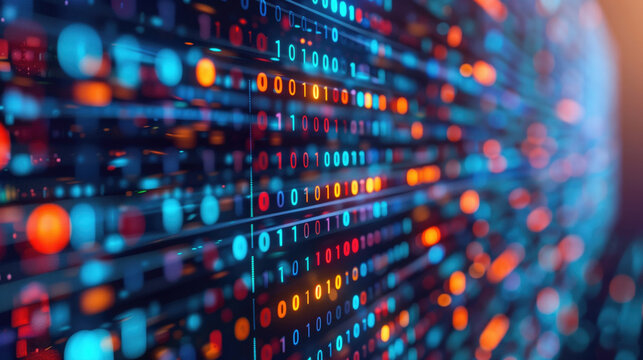 Abstract futuristic cyberspace with binary code, matrix background with digits, Programming code abstract technology background of software developer and Computer script, generative ai