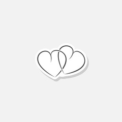 Two hearts sign sticker isolated on gray background