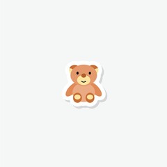Sticker of a cartoon teddy bear isolated on gray background