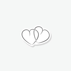 Two hearts sign sticker isolated on gray background