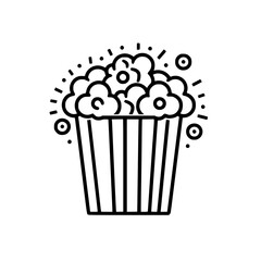 Popcorn icon, pop icon, bucket icon, cinema icon, corn icon, snack icon, box icon, entertainment icon, graphic icon, pictogram icon, marketing icon, popcorn, food, snack, box, movie, icon, isolated, w